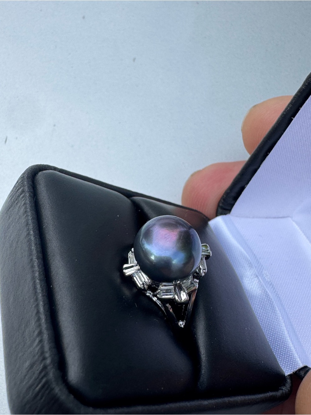 Black Tahitian Pearl and Silver Statement Ring